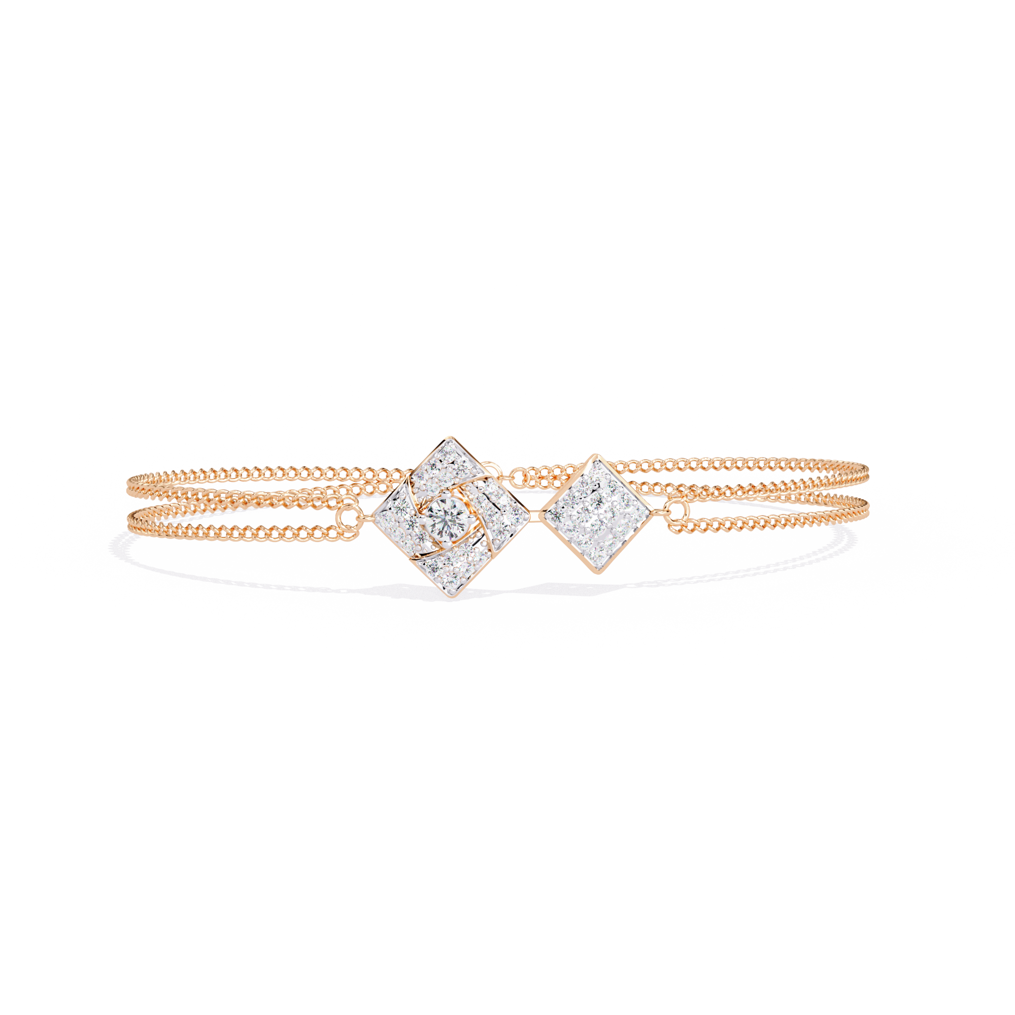 Solitairekart 0.54ct Diamond Duo Natural Diamond Square Bracelet-HI Color, VS-SI Clarity